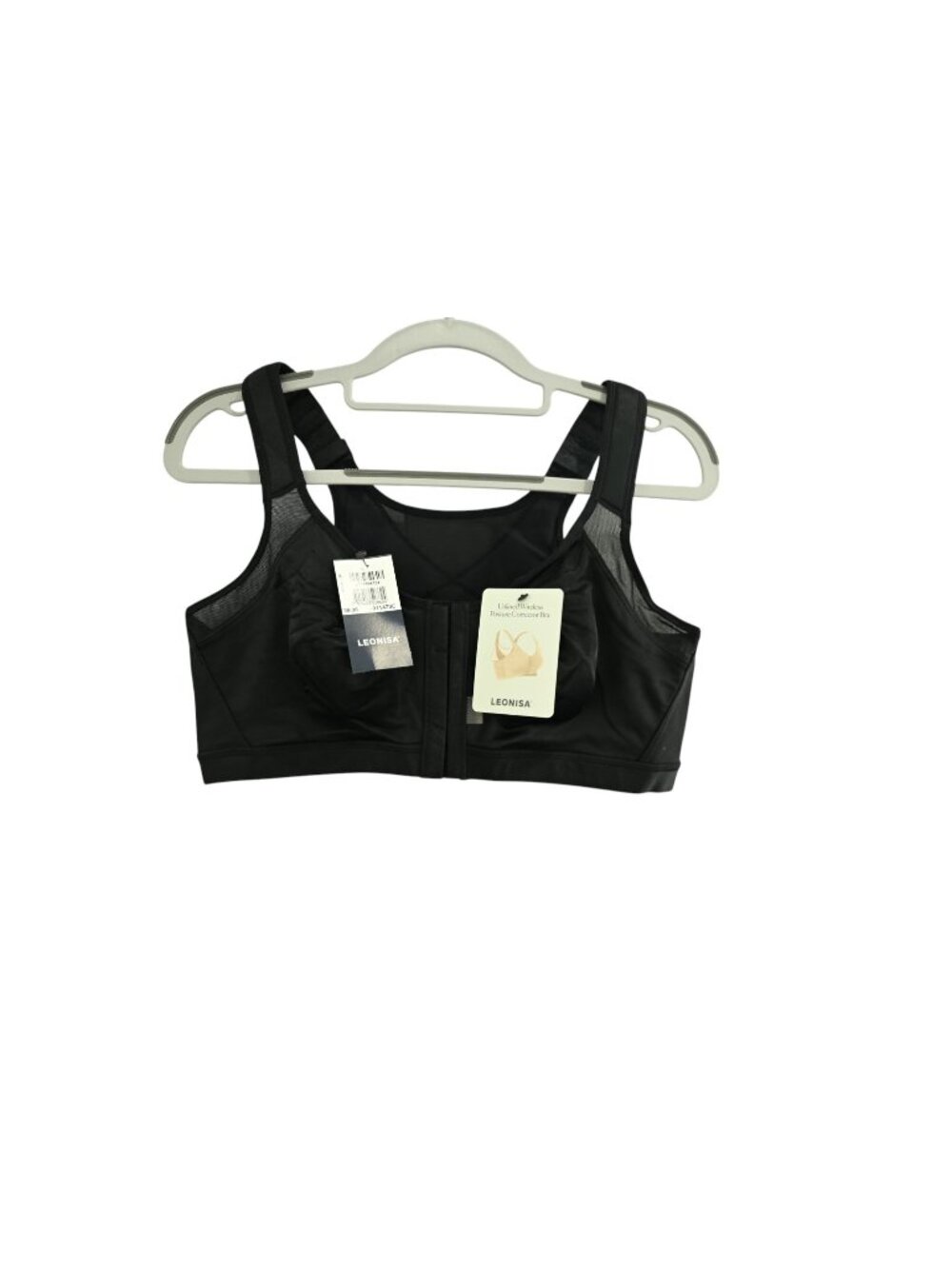 NWT Leonisa Unlined Wireless Posture Corrector Bra Sz 38 Black Front Closure - Picture 1 of 6